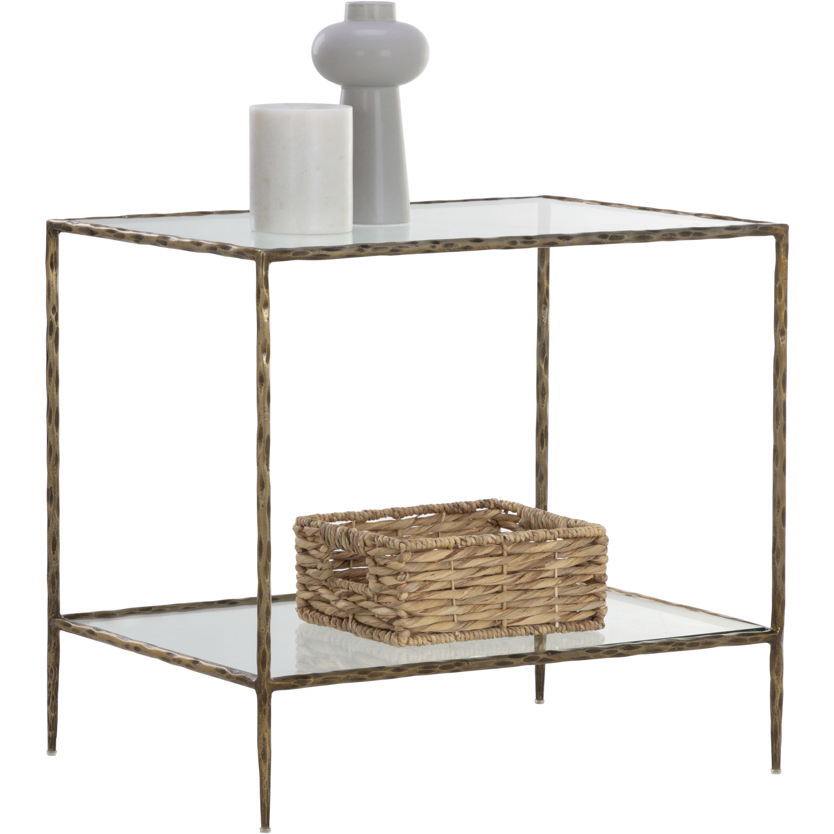 Emine 30 X 26.5 inch Clear / Antique Brass Night Stand